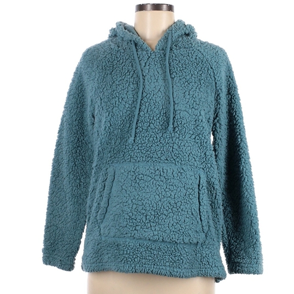DB Sunday teal fuzzy hoodie sweatshirt in good condition - Picture 1 of 3